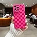 YUMUPIFE Compatible with iPhone 14 Pro Max Case Cute Checkered Pattern Design for Girls Women, Soft Silicone Shockproof Protective Designed for iPhone 14 Pro Max Case-Hot Pink