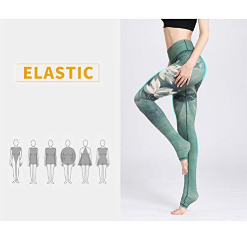 KESYOO 1 par de leggings estampadas para treino, calças de cintura alta, esportivas, costura respirá