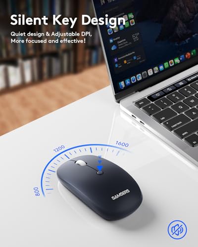 Image of Foldable Keyboard and Mouse, Samsers Folding Bluetooth Keyboard Combo, 2.4G + BT5.0 x 2, Full-Size Portable Travel Keyboard & Rechargeable Wireless Mouse for Windows Android iOS Mac OS, Midnight
