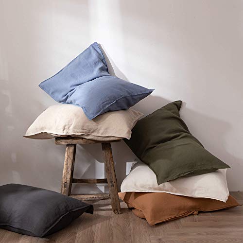 ATLINIA 100% Linen Pillowcases Set of 2, Oatmeal Natural Pillowcases, Standard Size Pillowcases 20\'\' x 26\'\', Prewashed Soft Cooling Pillow Cases, Overlap Linen Pillow Shams 2 Pieces - Thumbnail 7