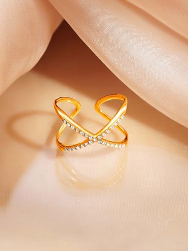 Image of 18K Gold Plated Statement Ring for Women | Stylish Classy Rings | Waterproof and Anti Tarnish Jewellery | Rakhi Gift for Sister | Gifts for Women | 1 Year Warranty*