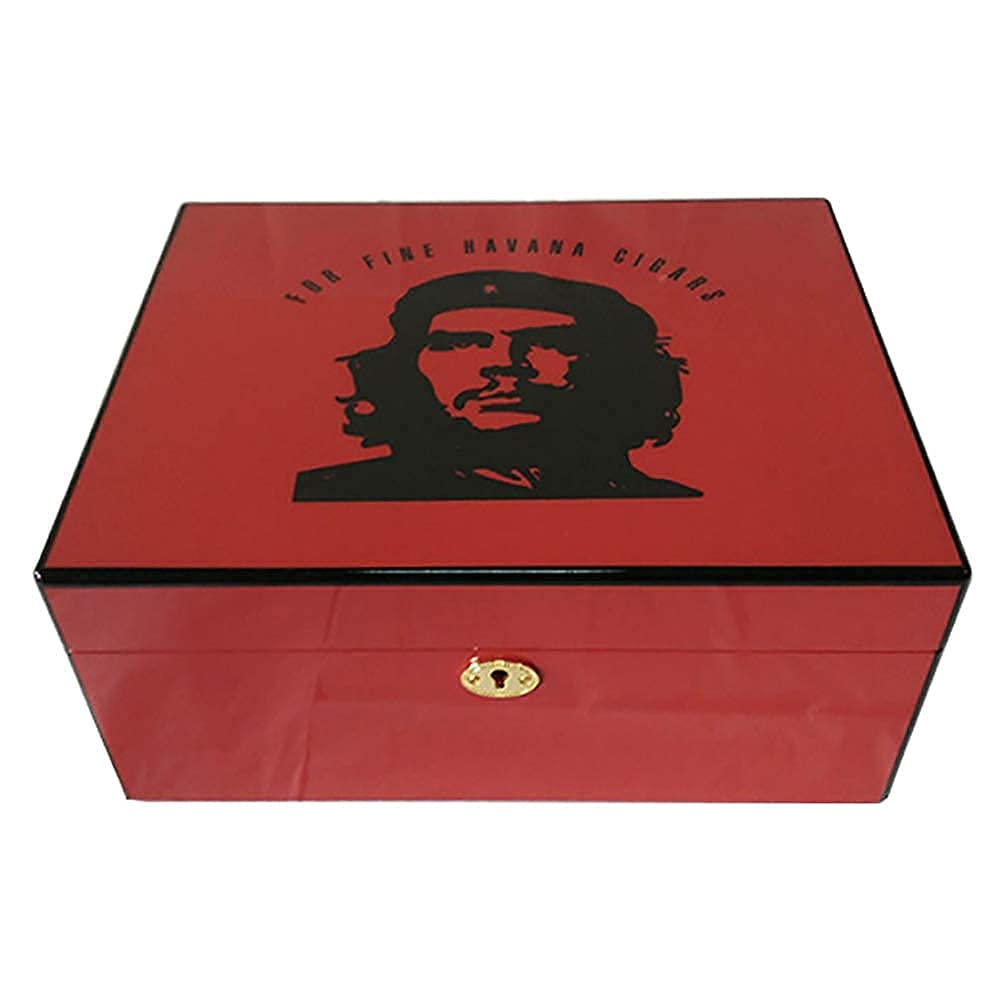 HOKVJ Spanish Cedar Wood Cigar Box Humidor Large Capacity Cigar Storage Box with Hygrometer High Gloss Finish Gold-Plated Hinges