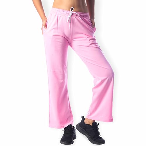 Image of London Hills Women High Rise Flared Track Pants Cotton Blend Regular Fit Joggers Track Pants Solid Track Pants