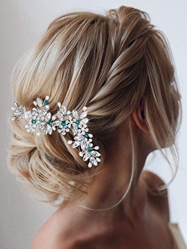Simsly Peigne à Cheveux en Cristal Vert de Princesse Coiffe avec Cristaux vert émeraude pour Mariage Accessoire de Cheveux pour Filles et Femmes Cover