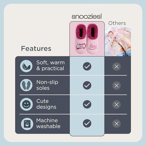 Image of Snoozies Grandma Slipper Socks for Women, Nana House Slippers Soft Non-Slip, Sherpa Lining, Indoor Cute Great Grandma