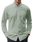 J.VER Men's Oxford Shirt Solid Casual Button Down Collar Shirts Long Sleeve Dress Shirts with Pocket Sage Green Medium