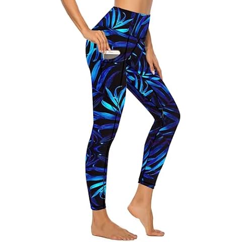 KevaMolly Women Yoga Pants with Phone Pockets High Waisted Leggings Petite Length Workout Activewear Plant5 Print Cover
