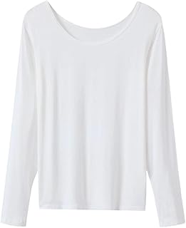 تي شيرت برقبة دائرية للنساء، قميص داخلي مودال باكمام طويلة