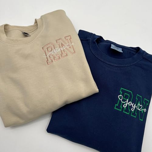 GodLover Personalized Embroidered RN NURSE Sweatshirt and Hoodie, Custom Nurse Pullover Sweatshirts, Custom Name On Sleeve With Heart, Gifts for Grad, Gift for Nurse's, New Nurse's Gifts3