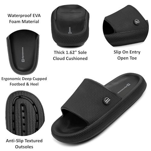Alpine Swiss Omar Mens Slides Pillow Slippers for Men Ultra Cushioned Cloud Slides Waterproof Lightweight Sandals Quick Drying Non Slip Shower Shoes2