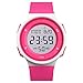 Produktbild FeiWen Multifunktional Digital Uhren für Damen Junge und Mädchen 50M Wasserdicht LED Doppelte Zeit Outdoor Sport Digital Militär Armbanduhren Plastik Wählscheiben mit Kautschuk Band, Rot