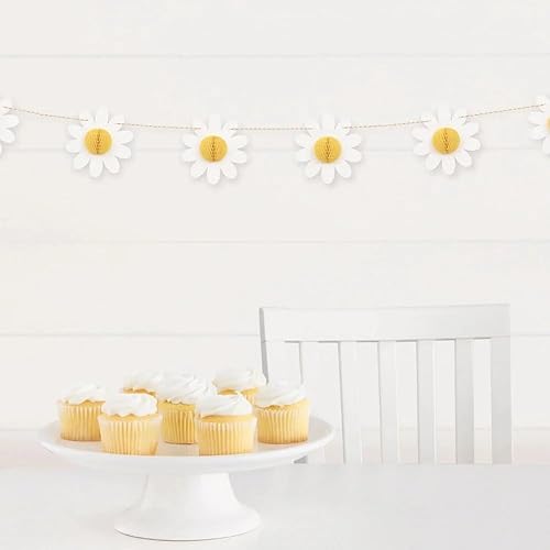 Miniatura 3 de Groovy - Guirnalda de margaritas amarillas y blancas de cumpleaños, 6 pies, 1 unidad, decoración de fiesta para celebraciones y eventos