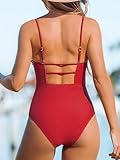 31 Hottest Cupshe Bathing Suits Review (2026) 22 CUPSHE Women Swimsuit One Piece Bathing Suit Square Neck Cutout Back Tummy Control with Adjustable Spaghetti Straps, M Red