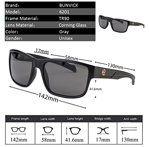 Image of Polarized HD Genuine Glass Sunglasses for Men and Women, Italian Design, Anti-Glare,UV400,Corning True Glass Lenses