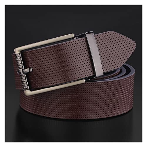 BEIGUA Boucle de Haute qualité Boucle Véritable Cuir Véritable Bande Casual Cinon Hommes Belts Classic Designer Strap de la Taille (Belt Length : 115CM, Color : Coffee Gray Buckle) Cover