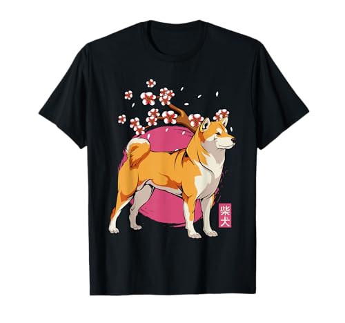Chien Akita Shiba Inu Fleur de cerisier Sakura T-Shirt