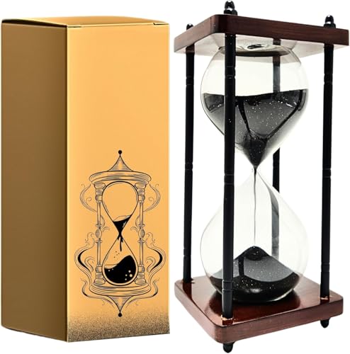 Image of Wooden Hourglass Set with Black Sand Timers - Ideal Decorative Gift for Home, Office, and Study - Antique Nautical Theme - Sand Clocks - Enhance Your Space with Classic Charm