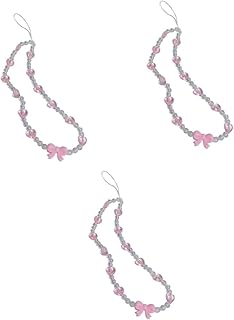 UKCOCO Pendurado 3 Peças De Corrente Para Celular Com Decoração De Pérolas Contas Coloridas Cordão Rosa Alça De Charme Para Celular Alça De Telefone Com Contas Charme De Telefone Móvel