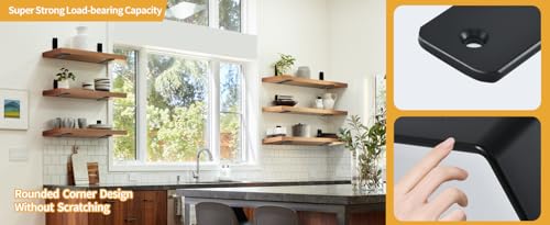 4 Pack - L 6" x H 4" x W1.5, 5mm Thick Black L Shelf Bracket, Iron Shelf Brackets, Metal Shelf Brackets, Floating Shelf, Shelf Supports with Screws - Image 9