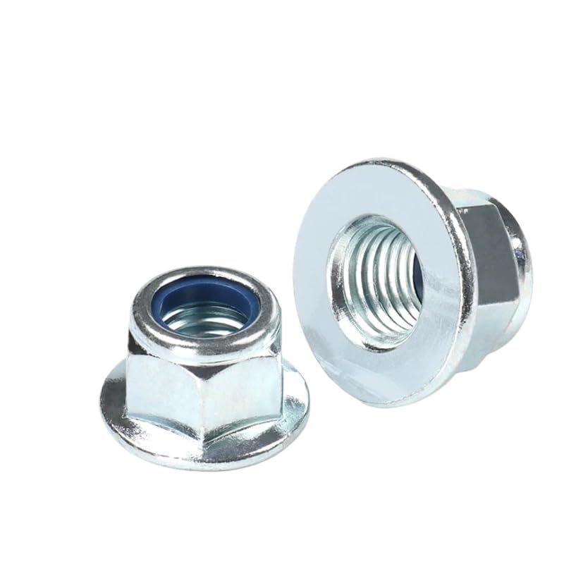 Galvanized Steel Hex Flange Lock Nuts with Nylon Insert M6 M8 M10 M12 M14 M16 (100,M8)