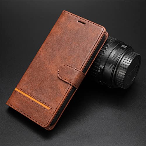Housse iPhone 12 antichoc avec fente carte, protection intégrale clapet marron