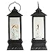 Eldnacele Musical Singing and Lighted Plug-in & Battery Operated Lighted Christmas Water Glittering Snowing Globe Christians Church Lantern for Home Decoration Angel