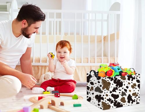Image of Rectangular Easter Cow Basket - Kids Baby Storage Bin Toy Organizer Box for Boys Room Decor