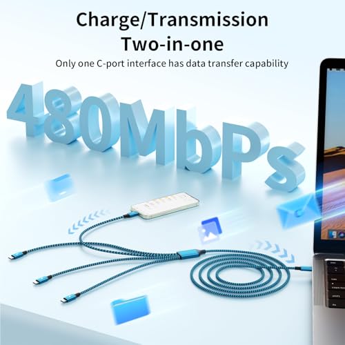 5' Jogrytece 4-in-1 USB C to 4x USB C Charging Cable - image 3