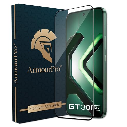 Image of ArmourPro Tempered Glass for Infinix GT 30-9H Screen Protector with Black Border, Anti Scratch, Edge-to-Edge Coverage, HD Clarity, Smooth Touch, Case Friendly | Black
