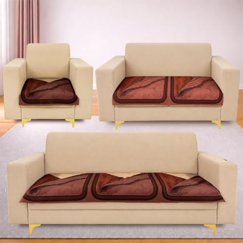 Image of Homerz Premium 'Luxe Series' Holland Velvet Sofa Cover | Smooth Finish | Anti-Skid Fleece Backing | Soft Touch Couch Protector for Living Room (Urban Dune, 6 (3+2+1) Seater, Only Seat Cover)
