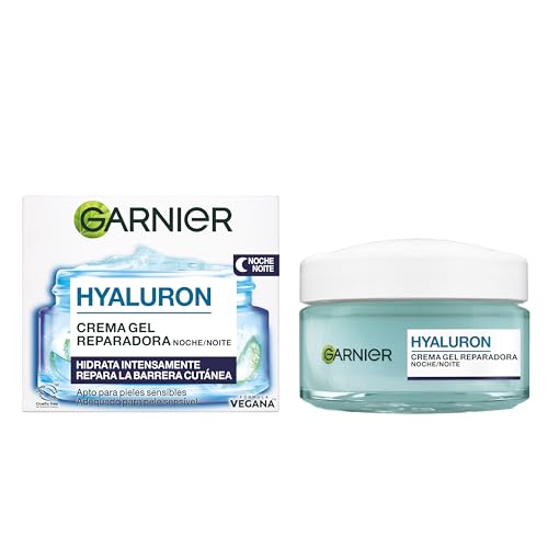 Garnier Hyaluron Crema De Noche Jelly Reparadora Barrera Cutánea Con 7% De [Glicerina + Ácido Hialurónico + Aceite De Argán + Aloe Vera]. Hidrata Intensamente. Apto Para Pieles Sensibles 50ML