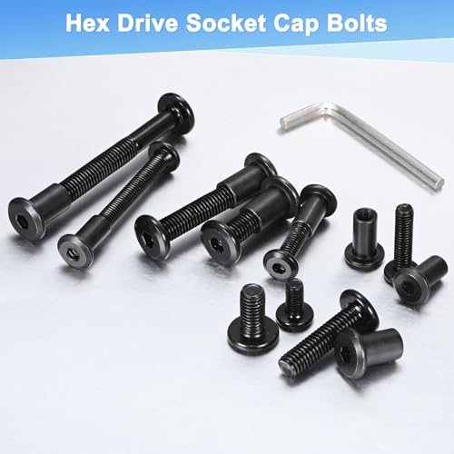 Boulons hexagonaux M8 x 20 mm acier noir, vis de fixation meuble et rivet d'assemblage