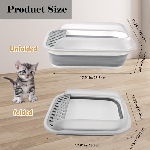 Arenero Plegable pequeño para gatos con pedal y lados altos miniatura 5