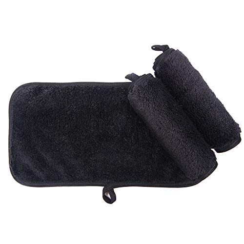 KinHwa Toalla para desmaquillar y limpiadora Facial Make-up paño de Limpieza Facial Make up Remover Cloth se sólo USA con Agua (negro, 3) Cover