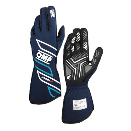 Guantes One-S My2025 FIA 8856-2018 Omp ignífugos talla XL confort máximo azul cyan