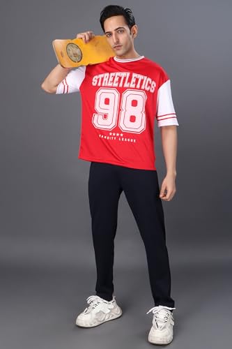Image of Amazon Brand - INKAST Unisex Oversized T-Shirt | Sportwear | Contrast Sleeves | Drop Shoulder Baggy Fit | Graphic Print | Activewear for Gym,Training & Street Style