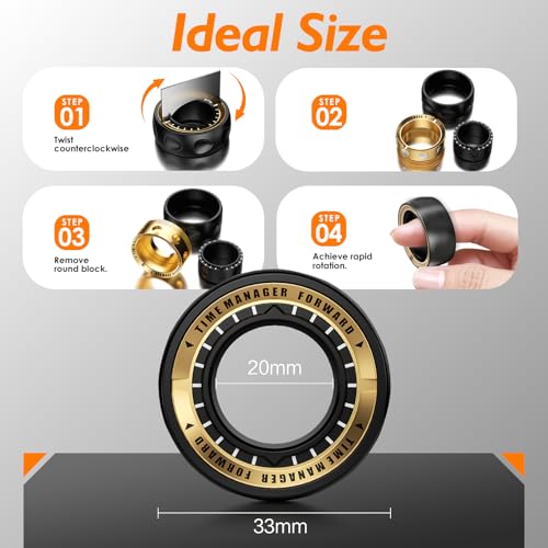 Image of Upgraded Fidget Spinner for Stress Relief Magnetic Fidget Ring Toy with Mechanical Sound Sensory Stress Toys Anxiety EDC Relief Slider Tool Figette for Adults & Teens,Kids,Black