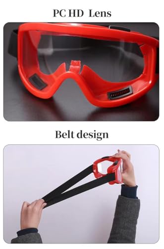 Image of Motorcycle Goggles for Men and Women - UV400 Protection, Anti-Fog, Scratch-Resistant Lens, Adjustable Strap, Windproof and Dustproof Riding Eyewear for Off-Road & Dirt Bike (Red)