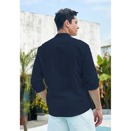 Image of Vida Loca Men Full Sleeve Solid Cotton Blend Straight Slim Fit Kurta Shirt for Men's.