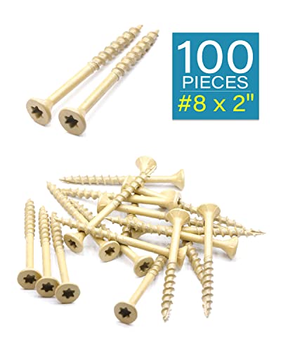 Image of Deck Screws, Exterior Wood Screws #8 x 2 Inch 100 Pcs, Carbon Steel Star Drive and Coarse Threads, Anti-Corrosion, Tan Coated Screws for Decks, Fences and Other Outdoor Use | by IMSCREWS