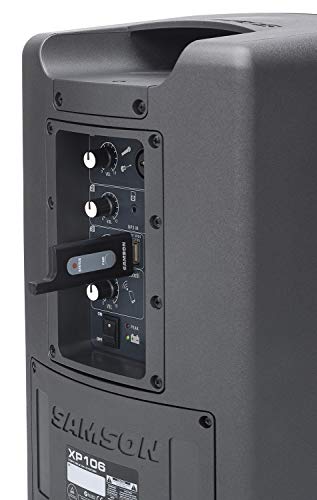 Image of Samson XP106W Rechargeable 100W Portable Pa with Bluetooth and Wireless Mic | 100W Class-D Pa, 6 Woofer and 1 Tweeter, Up to 20-Hr Rechargeable Battery, Includes XPD1 Wireless Handheld Mic
