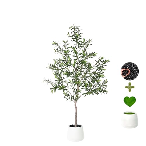 Artificial Olive Trees Indoor,Faux Olive Tree with White Planter Pot,Artificial Plants Lifelike...
