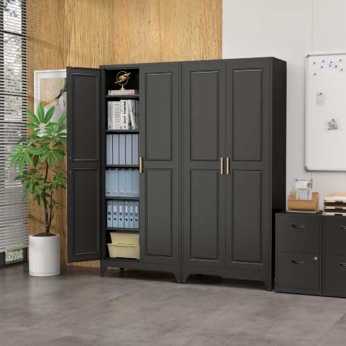 Image of SteeLoong 75 inchMetal Pantry Storage Cabinet with Doors & 5 Adjustable Shelves