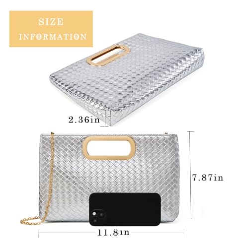 Image of Women's Woven Evening Bag Casual Leather Shoulder Handbag Fashion Clutch Purse