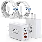 10FT iPhone 17 16 15 Pro Charger,2Pack 10Foot USB C to C Woven Cable Cord 40W USB C Apple Charger 4 Port PD&AC Charge Block Fast Charging for iPhone 17 Air/17 16 15 Pro Max/16e/16 Plus/15/15 Pro/iPad