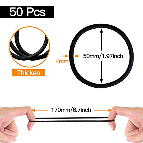 HXC 100pcs Black Elastic Hair Bands, Small Elastic Hair Bobbles For Women, 2mm Thin Hair Tie for Kids, Soft Hair Bands withou Metal, Elastic Ponytail Holder - Image 3