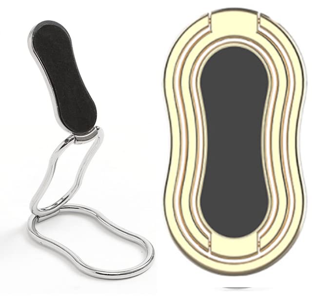 Phone Ring Holder Finger Kickstand Retractable 360°Rotation Ultra-Thin Cell Phone Back Grip Foldable Cellphone Stand retractable magnetic phone ring holder. (Gold)