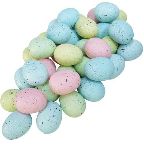 Winlyn 40 Pcs 5 Colors Artificial Easter Eggs Decorative Speckled Eggs Pastel Pink...