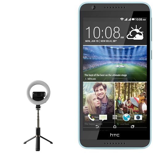 BoxWave Stand and Mount Compatible with HTC Desire 820G+ Dual sim - RingLight SelfiePod, Selfie Stick Extendable Arm with Ring Light - Jet Black