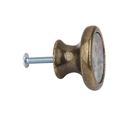 LOVIVER 10 Packs Bird Flower Pattern Door Knobs and Pulls for Kitchen Cupboard and Drawer, Antique Brass, 10packs - Image 2
